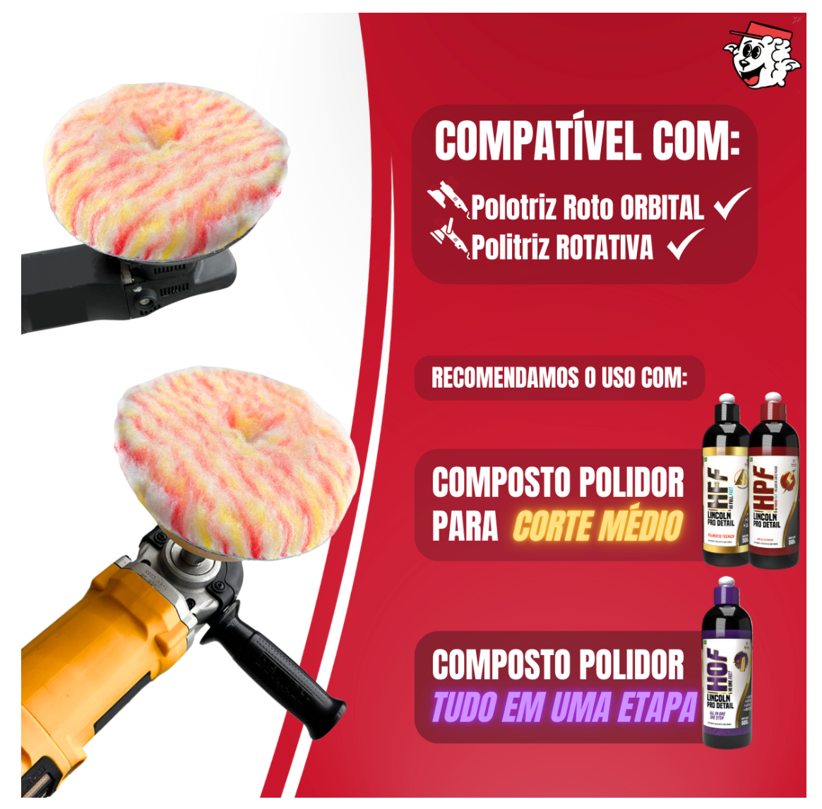 Boina Pirulito Lã SV Sem Interface – 6″ Corte Médio – LINCOLN